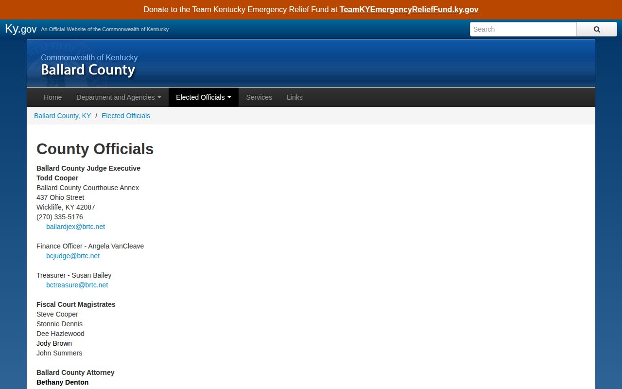 Official Ballard County detention center contacts